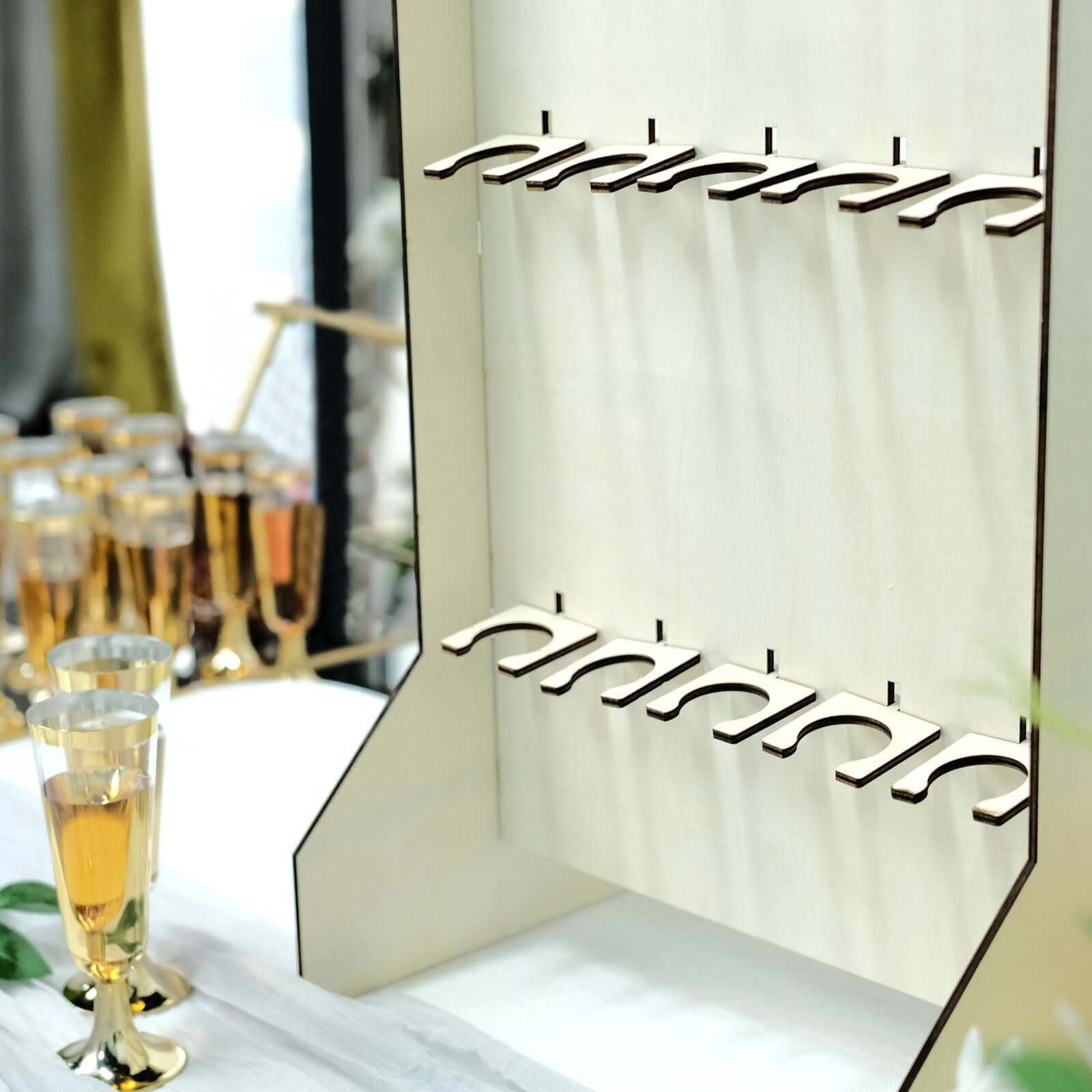 Efavormart 3-Tier Wooden Champagne Glass Flute Holder Wall Stand Rack, 15 Glass Drinks Shelf, Floor Standing Rectangular Drinks Rack