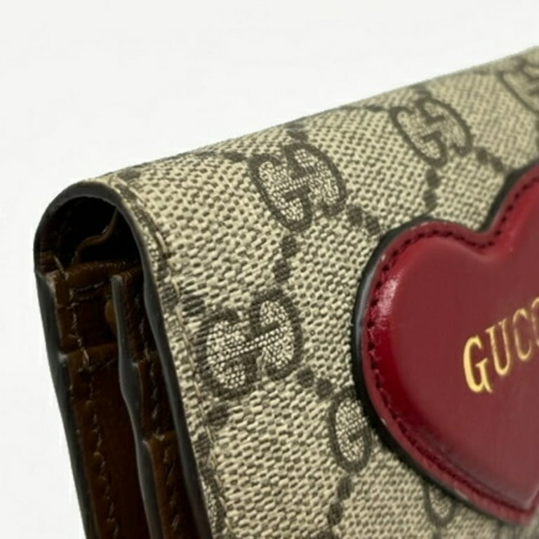 GUCCI wallet 410104 Double Sided GG Supreme Canvas Brown Red Women Use –