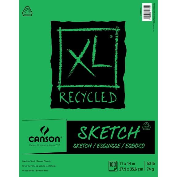 Canson XL Recycled Sketch Pad - 11" x 14", Fold-over, 100 Sheets