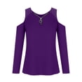 thumbnail image 4 of Blusas Para Mujer Blusas Con Hombros Descubiertos Cuello en V Cremallera Manga Larga Top Sólido Con Diamantes de Imitación Odeerbi  ODB185934, 4 of 8