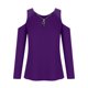 thumbnail image 4 of Blusas Para Mujer Blusas Con Hombros Descubiertos Cuello en V Cremallera Manga Larga Top Sólido Con Diamantes de Imitación Odeerbi  ODB185934, 4 of 8