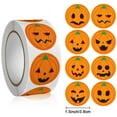 thumbnail image 3 of BNNG 500 PCS Halloween Pumpkin Stickers, 2024 New Halloween Roll Stickers, Adorable Sticky Round Circle Face Stickers for Halloween Party Decorations for Envelope Seals Halloween Gathering Decorations, 3 of 4