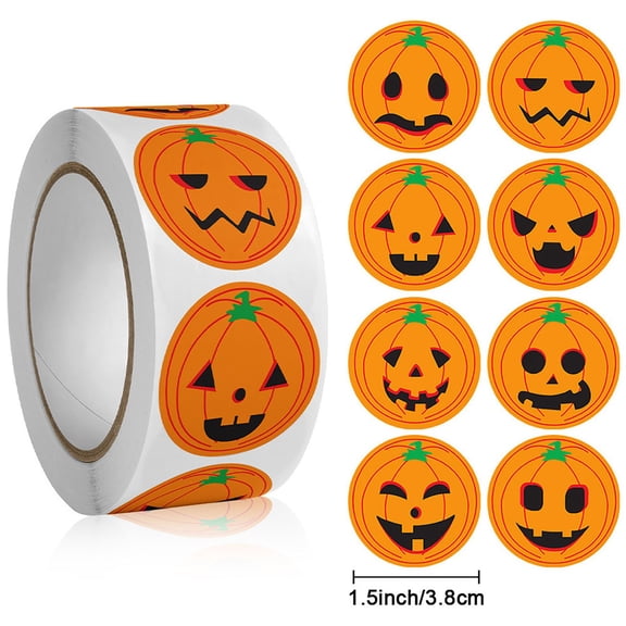 500-Piece Halloween Sticker Roll 38mm Self-Adhesive Labels for Gift Box and Party Decoration