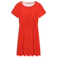 thumbnail image 3 of Pure Red Sundress Short Sleeve Dress Summer Women Clothes Dress for Women Dresses, 3 of 7