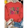 thumbnail image 3 of Women's Red Glittering HOLLY JOLLY Graphic Christmas Pullover Sweatshirt | [ZhiHiMeRi] | (US 20-22)2XL, 3 of 6