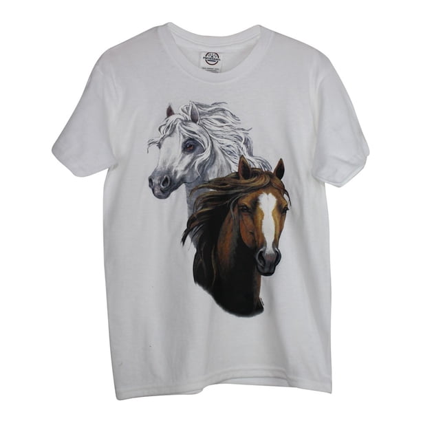 Children's Park Avenue Little Girls White Brown Horse Print Short