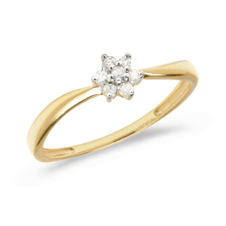 - 10K Yellow Gold Diamond Cluster Ring