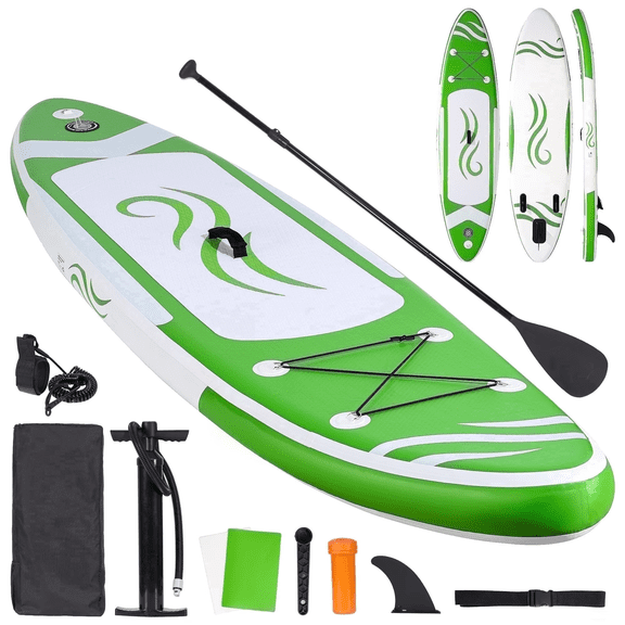 Mousport 10FT Inflatable Stand Up Paddle Board with Pump, Paddle & Backpack for Fishing Yoga Paddling Green