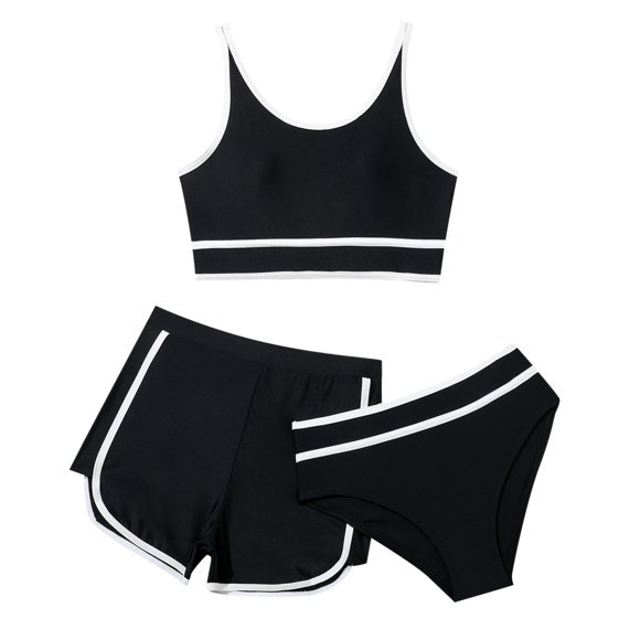 2025 Maillots de Bain Filles Bikini Maillots de Bain avec Maillot de Bain pour Shorts Enfant Ensemble 3 Pcs Bikini Ensembles Sport Bain Preppy Maillot de Bain Maillots Filles Deux Pièces Maillot de Bain Filles Filles Maillots de Bain