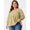 thumbnail image 2 of DARING DIVA Women's Plus Floral Ruffle Flowy Babydoll Blouse 4X Yellow, 2 of 6