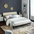 thumbnail image 5 of Modway Luella Queen Solid Wood Fabric Platform Bed in Walnut/Beige, 5 of 5