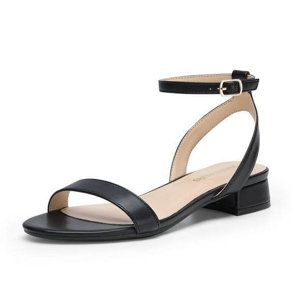 DREAM PAIRS Women Black White Nude Clear Sandals Low Heel Dressy Sandals Ankle Strap Open Toe Chunky Block Heeled Summer Classic Comfortable Flat Shoes