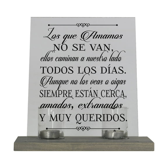 Memorial Acrylic Candle Holder Sign Those Who We Love Spanish Verse