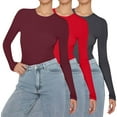 thumbnail image 2 of Comdrip Womens Tops, 3 Pack Womens Cute Basic Slim Fitted Tops Business Work Tee Fall Fashion Outfits 2025 Clothes Going Out Tops for Women U M, 2 of 4