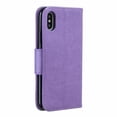 thumbnail image 2 of Allytech iPhone X Case, iPhone XS Case, Slim Fit PU Leather Folio Butterfly Embossed Shockproof Wrist Hand Strap Flip Cards Holder Wallet Case TPU Back Cover for Apple iPhone XS/X, Violet, 2 of 8