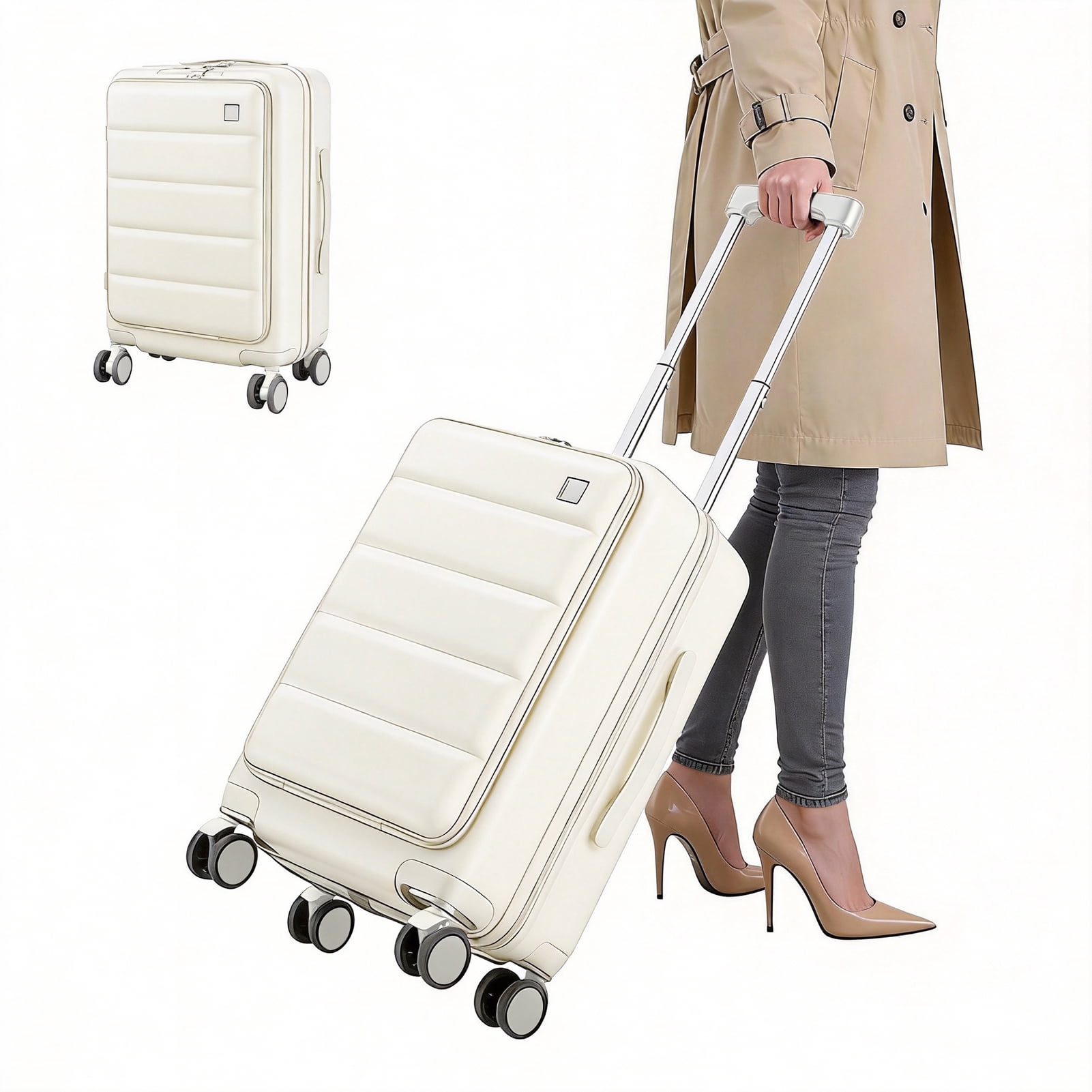 ziertyon 20-inch Carry-On Expandable Hardside Upright Luggage With 360-Spinner Wheels and Divider Pockets, Dark Gray
