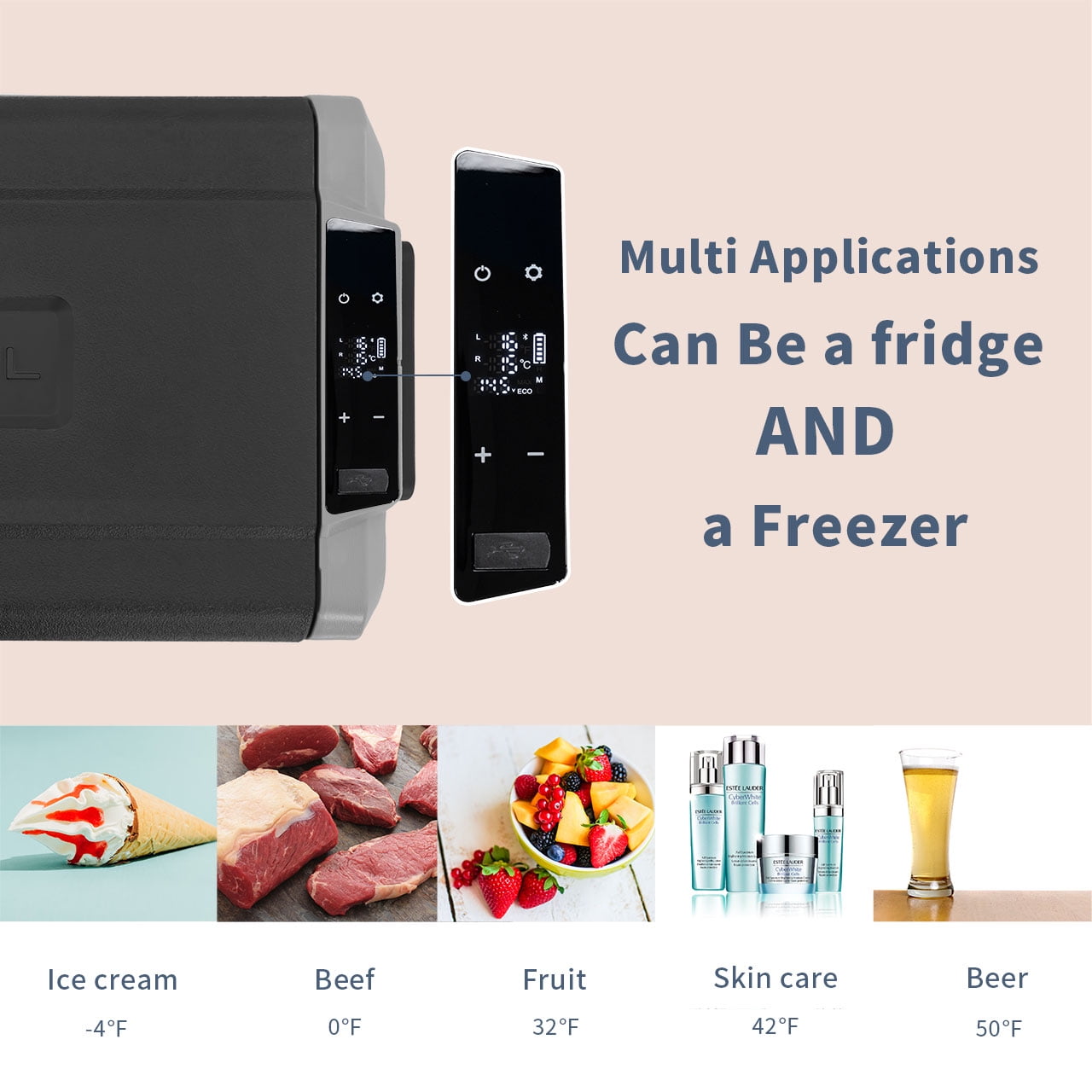 Alpicool T50 Dual Temperature Control 12 Volt Refrigerator 53 Quart Portable Car Fridge Freezer (-4°F~68°F) for Truck, RV, Boat, Camping and Travel
