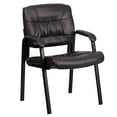 thumbnail image 1 of Brown Leather Executive Side Reception Chair with Black Metal Frame, 1 of 9