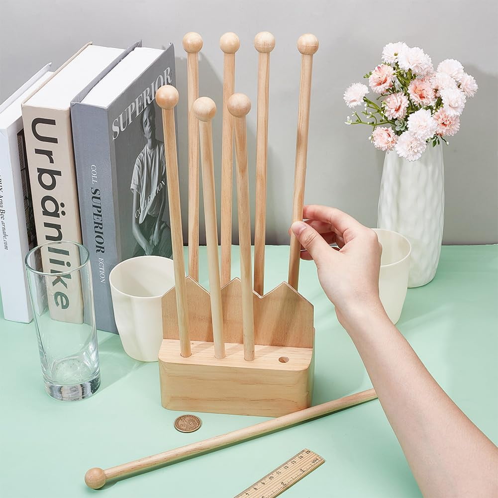 1 Set Plastic Bag Drying Rack Reusable Bag Cup Drainer Holder with 8 Sticks Pinewood Drying Rack for Drying Food Storage Bags Drinking Cups Bottles Dishcloths