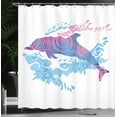 thumbnail image 4 of Ambesonne Animal Shower Curtain, Cartoon Jumping Dolphin, 69"Wx70"L, Blue Purple Pink, 4 of 5