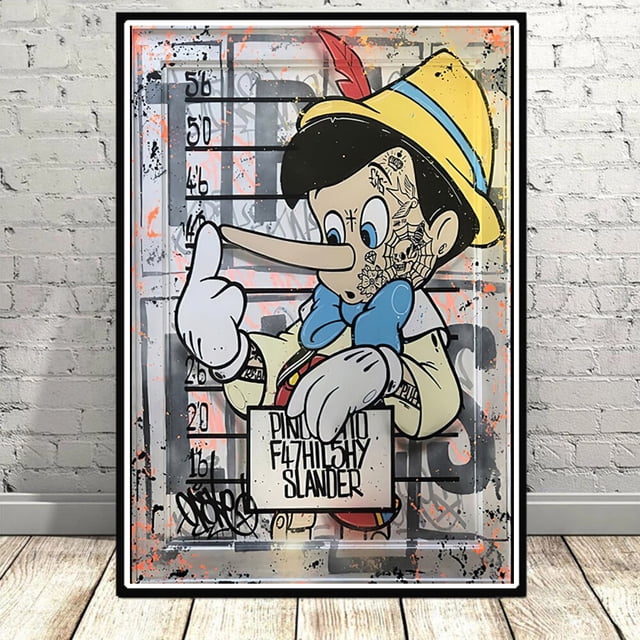 Disney Cartoon Characters Canvas Poster Graffiti Mickey Mouse Donald Duck Home Room Decor Wall Art Painting Mural Print Pictures70X100cm Unframed Gao Jinjia LED