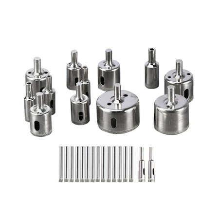

28 Pcs Diamond Grit Drill Bit Set Hole Cutting Tool for Tile Marble Glass Ceramic Granite 6mm - 50mm