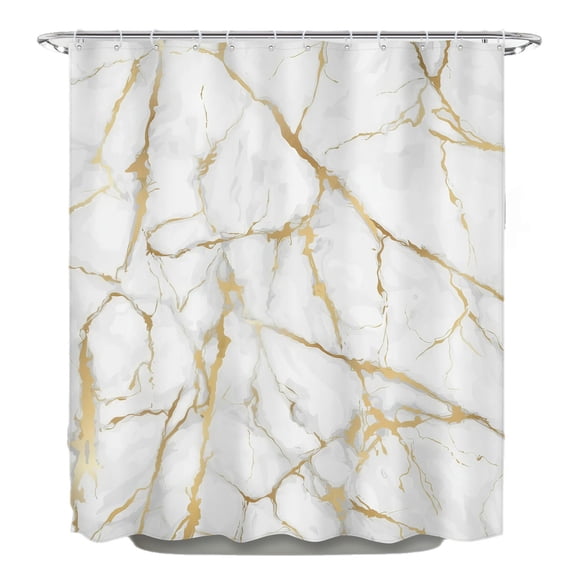 Shower Curtain 59" W x 79" H Marbling Polyester Soft Fabric Curtains with Hooks for Bathroom Bathtub Waterproof Decor