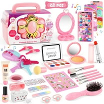 HopeRock 28PCS Pretend Play Makeup Toy Set, Toys for Kids Girls Ages 3-6 Years, with Accessories, Toy Phone, Toy Car Key, Mirror And More, Birthday Gift for Kids Girl.