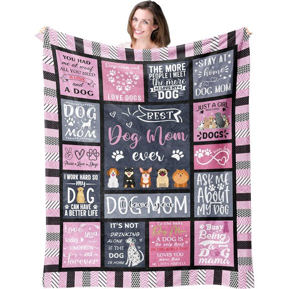 Dog Mom Gifts Blanket 50”x60”, Best Dog Mom Gifts for Women, Gifts for Dog Moms, Dog Lover Gifts, Gifts for Dog Lovers Women, Dog Mom Gift for Women, Dog Owners Gifts, Dog Mom