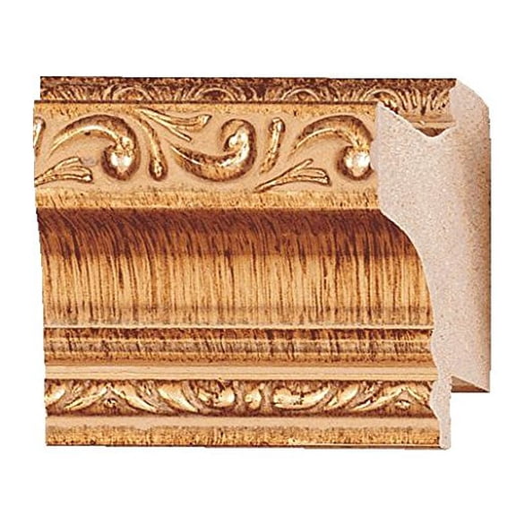 Picture Frame Moulding (Wood) 100Ft Bundle - Traditional Antique Gold Finish - 1.75" Width - 1/2"