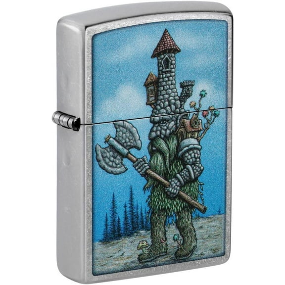 Zippo Lighter - Customized Message on Castle Troll Street Chrome Pocket 46246