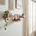 thumbnail image 2 of Rectangular Mango Wood Floating Shelf for Home Decor - Hanging Storage Organizer Shelves for Living Room, Office, and Entryway - Storage Organizer Accents for Study Room - Set of 3, 1", Brown, 2 of 11