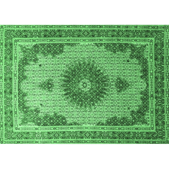 Ahgly Company Indoor Rectangle Medallion Emerald Green Traditional Area Rugs, 8' x 12'
