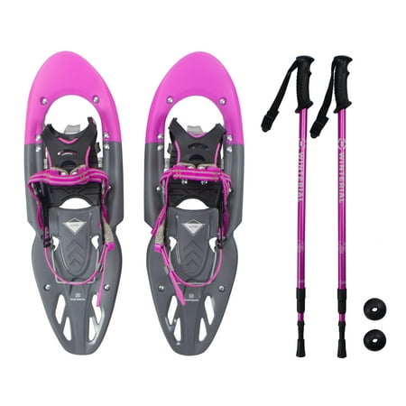 Winterial Yukon Snowshoes 2016-2017  / Advanced / Backcountry / Snowshoeing / Women / Pink / All Terrain Snowshoes / POLES (Best Snowshoes For Backcountry)