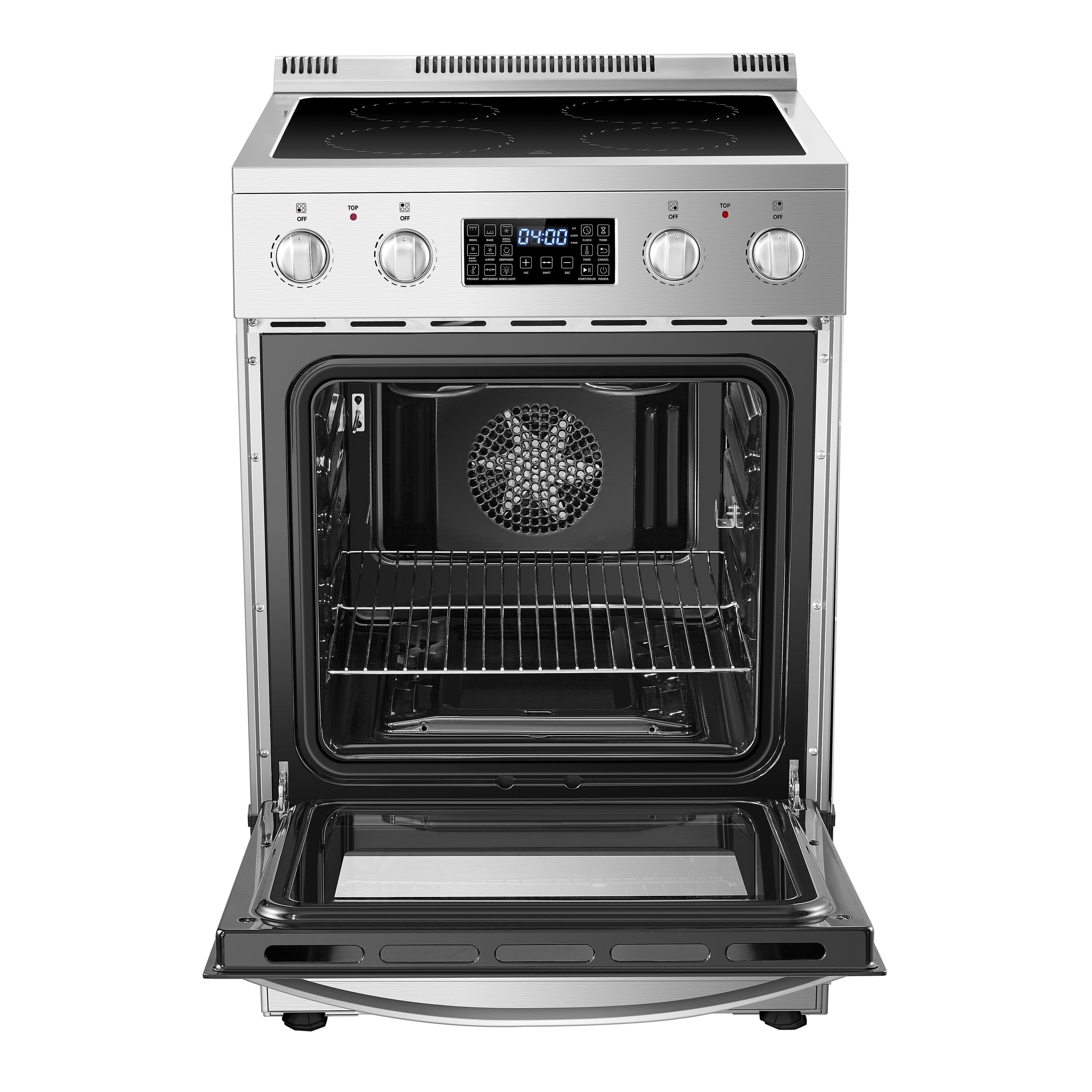 Lanbo 24 inch 2.9 CU.ft Freestanding Electric Range with Air Fry, Rotisserie and True Convection Oven