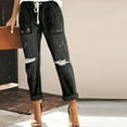 thumbnail image 3 of CHWGFWL Capri Pants for Women Dressy Casual Women Stretchy High Waisted Straight Leg Starp Boyfriend Jeans Frayed Ankle Denim Pants Women Denim Shorts(Black,S), 3 of 6