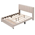 thumbnail image 3 of Leumius Queen Size Platform Bed with A Storage Drawer,Velvet Upholstered Bed Frame with Wingback Vertical Channel Tufted Headboard,Beige, 3 of 8