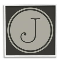 Stupell Industries Modern D Initial Elevator Key Circular Shape Typography Painting White Framed Art Print Wall Art, 12 x 12