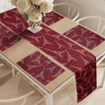 thumbnail image 2 of Ambesonne Eiffel Tower Table Runner & Placemats, Monument and Hearts, Placemat 4 pcs + Runner 16"x72", Maroon Dried Rose Ruby, 2 of 2
