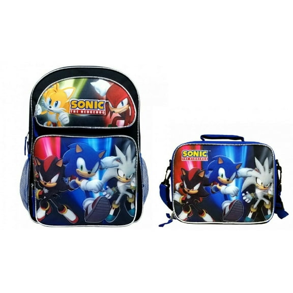16 inches Sonic the Hedgehog Large Backpack Plus Matching Lunch Bag Set