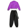 thumbnail image 4 of MSemis Girls Sports Tracksuit Sparkle Hip Hop Dance Outfits Zipper Jacket and Cargo Jogger Pants Set, 4 of 4