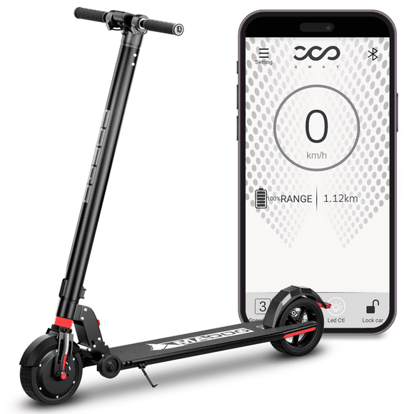 Magshion 300W Electric Scooter, Up to 11 Miles and 19 MPH, Portable Folding Commuting Scooter for Adults, eABS Dual Braking System and App Control, Black