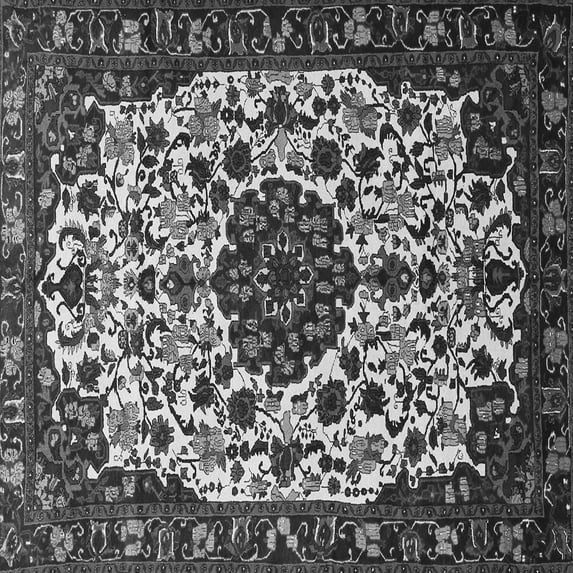 Ahgly Company Indoor Square Medallion Gray Traditional Area Rugs, 8' Square