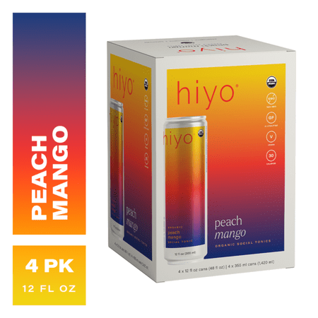 Hiyo Peach Mango Organic Social Tonic – 12 fl oz 4 Pack – Refreshing Non-Alcoholic Sparkling Beverage Hiyo Peach Mango Organic Social Tonic – 12 fl oz 4 Pack – Refreshing Non-Alcoholic Sparkling Beverage