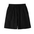 thumbnail image 4 of HAiming Mens Casual Shorts Summer Beach Linen Shorts Drawstring Elastic Waisted Loose Knee Length Pants with Pockets, 4 of 6