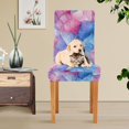 thumbnail image 4 of Yayeee 2 Pack Dining Chair Covers Stretch Parson Chairs Slipcovers Seat Protector, Watercolor Blue Marble Pattern, 4 of 6