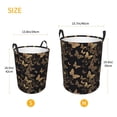 thumbnail image 3 of Balery Modern Golden Butterfly Cesta de ropa redonda con asas, impermeable, independiente, para ropa, juguetes, dormitorio y familia-Small, 3 of 6