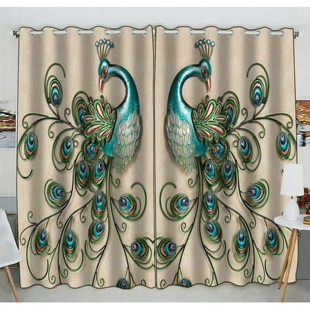 Gckg Beautiful Peacock Popular Peacock Feathers Window Curtain