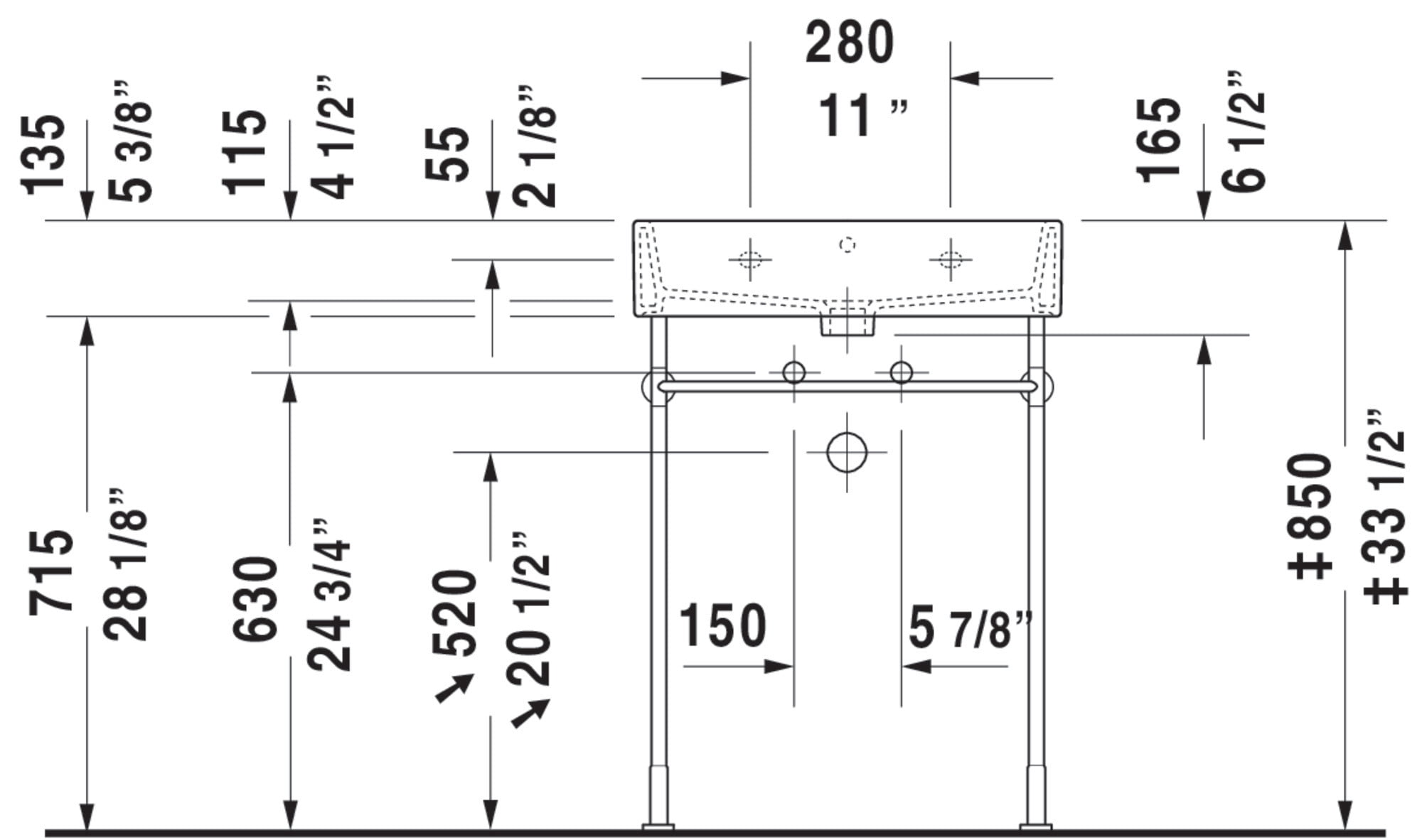 Duravit 2350600027 600 x 470 mm Vero Air Bathroom Sink - White
