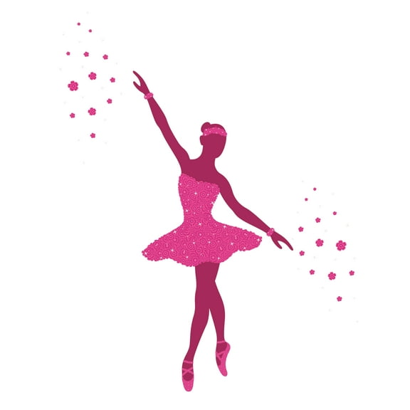 BALLERINA - Home Living Room Ballet Dancer Decoration Floral Outfit Design Easy To Apply Vinyl Wall Decal - Kids Girls Nursery Bedroom Pink Tutu Dress Ballerina Art Wall Sticker 8" x 10"